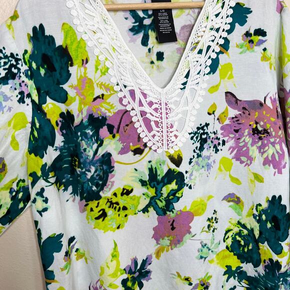 Premise Linen Blend Floral Print Tunic Large - Picture 4 of 10